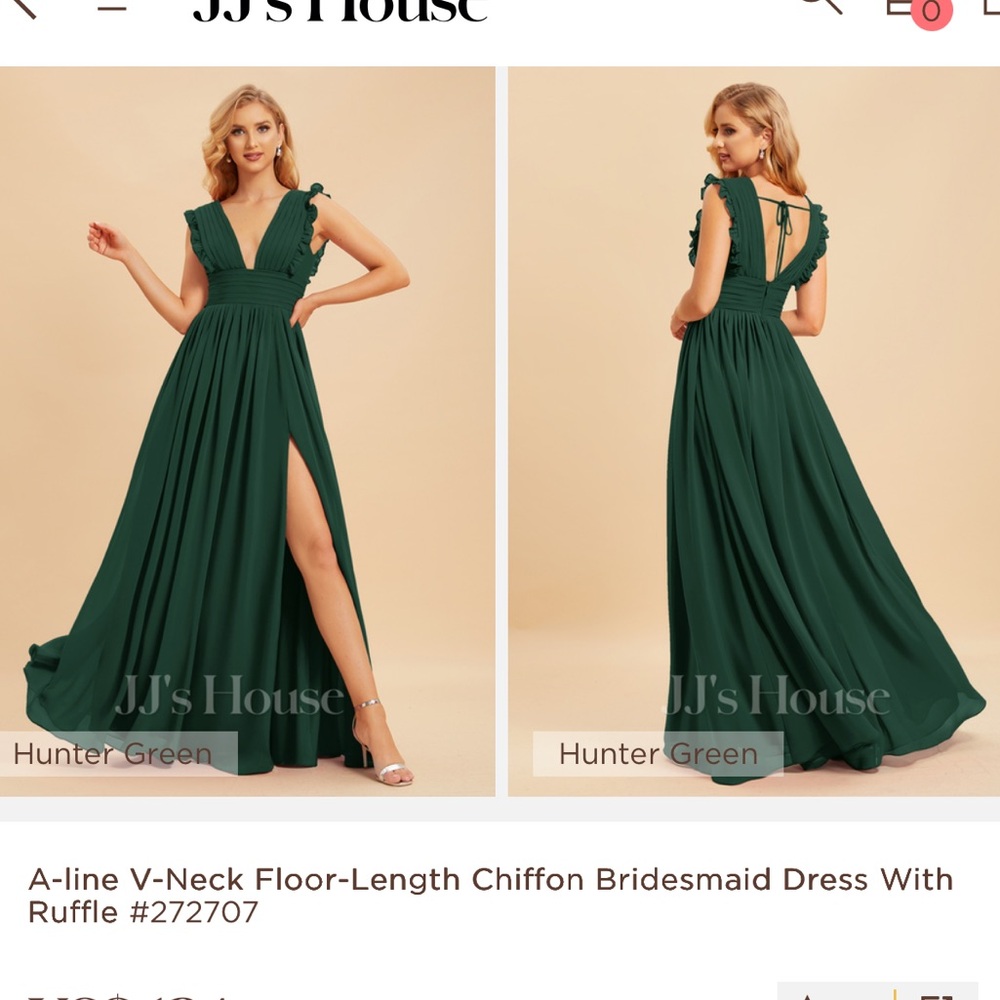 JJs house A-line v neck chiffon bridesmaid dress. No alterations have been made